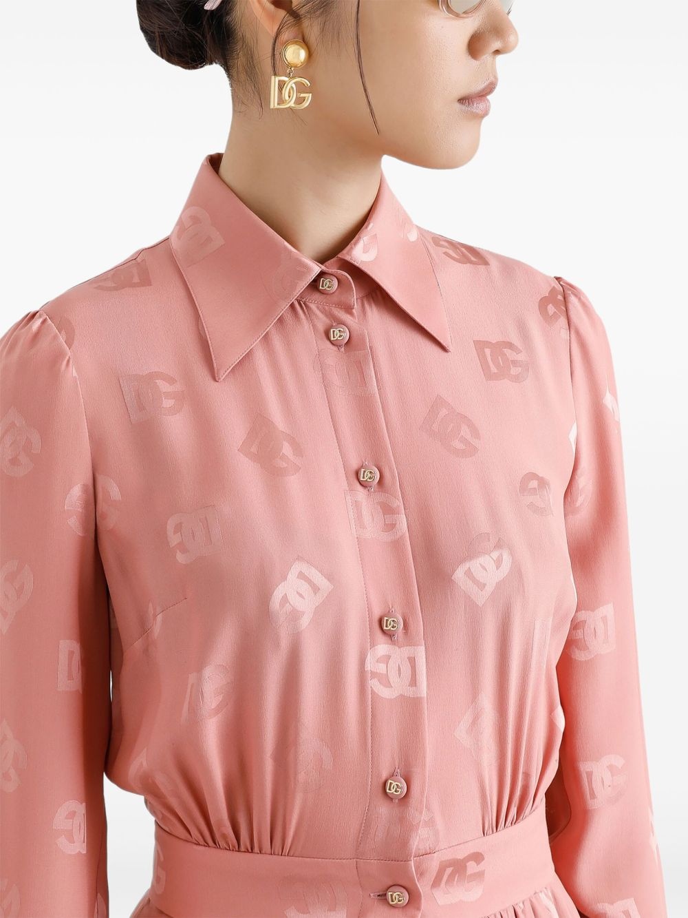 monogram-jacquard midi dress - 5