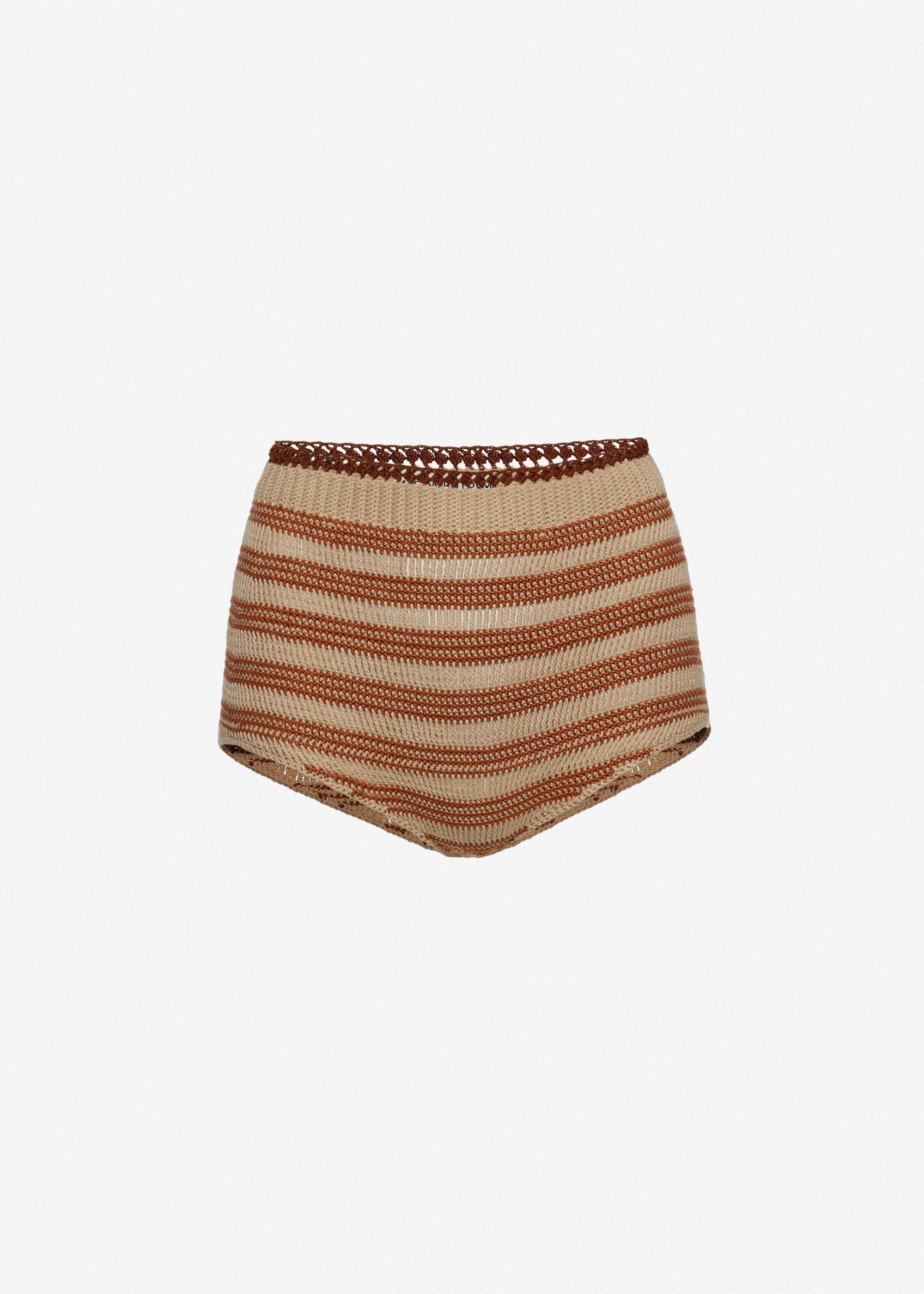 High-waisted crochet shorts in beige - 1