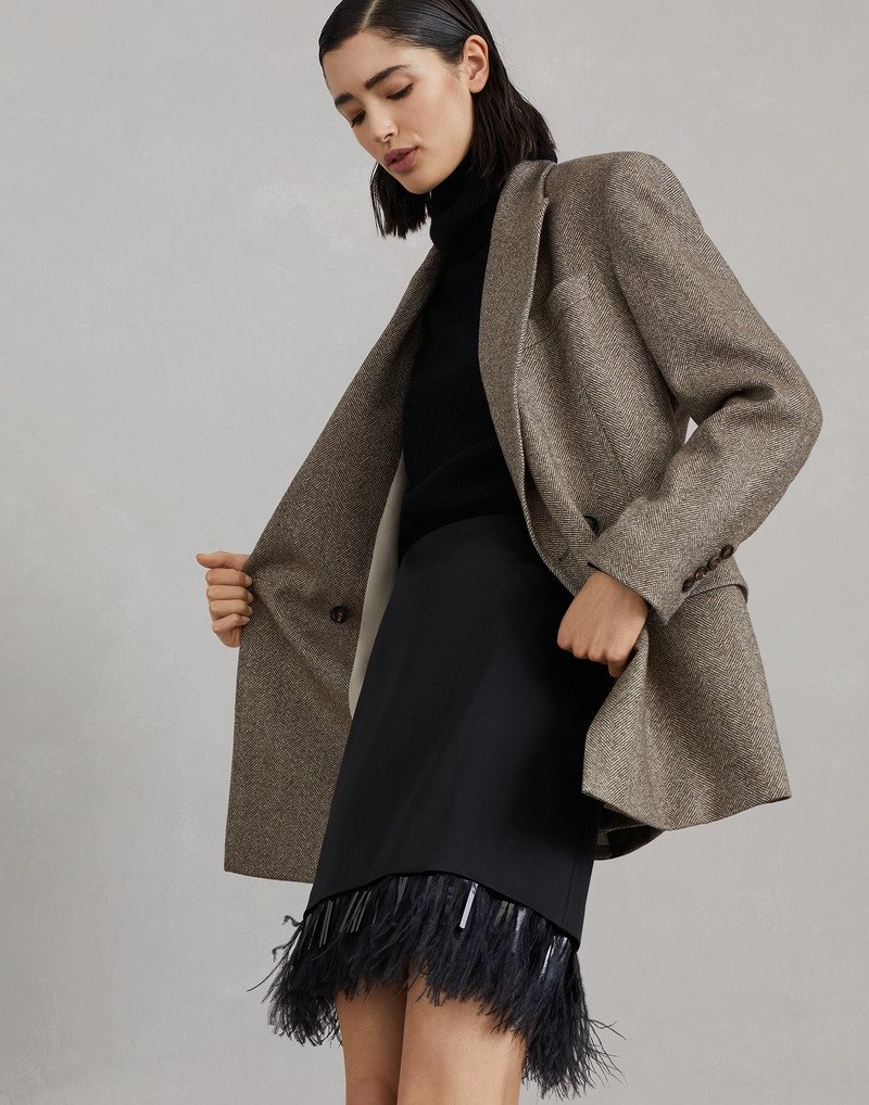 Brushed techno wool chevron blazer with monili 4