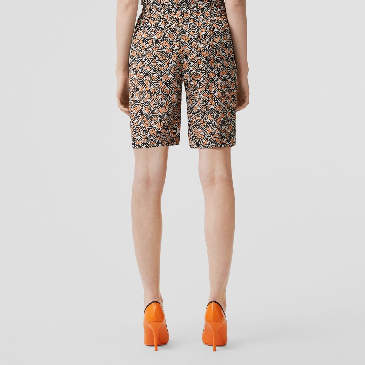 Monogram Print Silk Crepe de Chine Shorts - 4