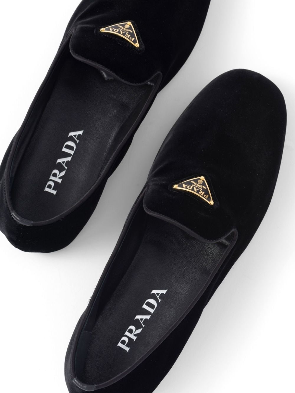 triangle-logo velvet loafers - 5