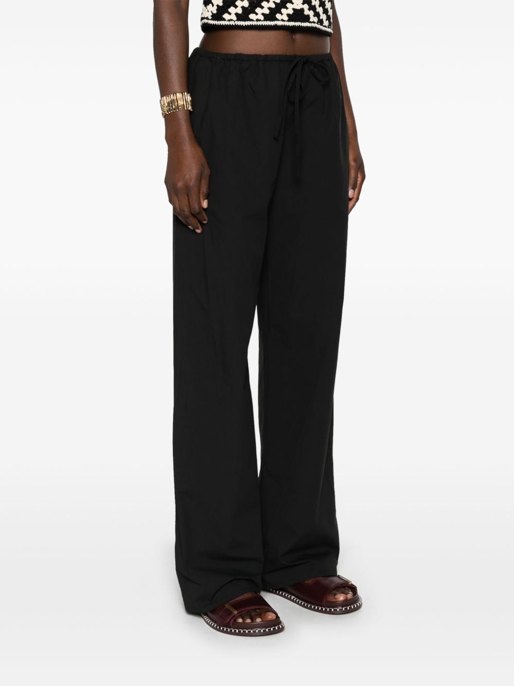 drawstring-waist organic cotton trousers - 3