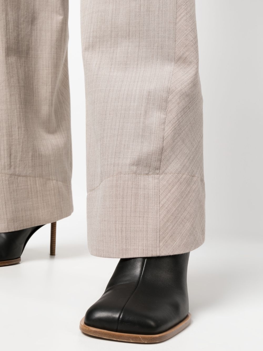 mÃ©lange-effect straight-leg wool trousers - 5
