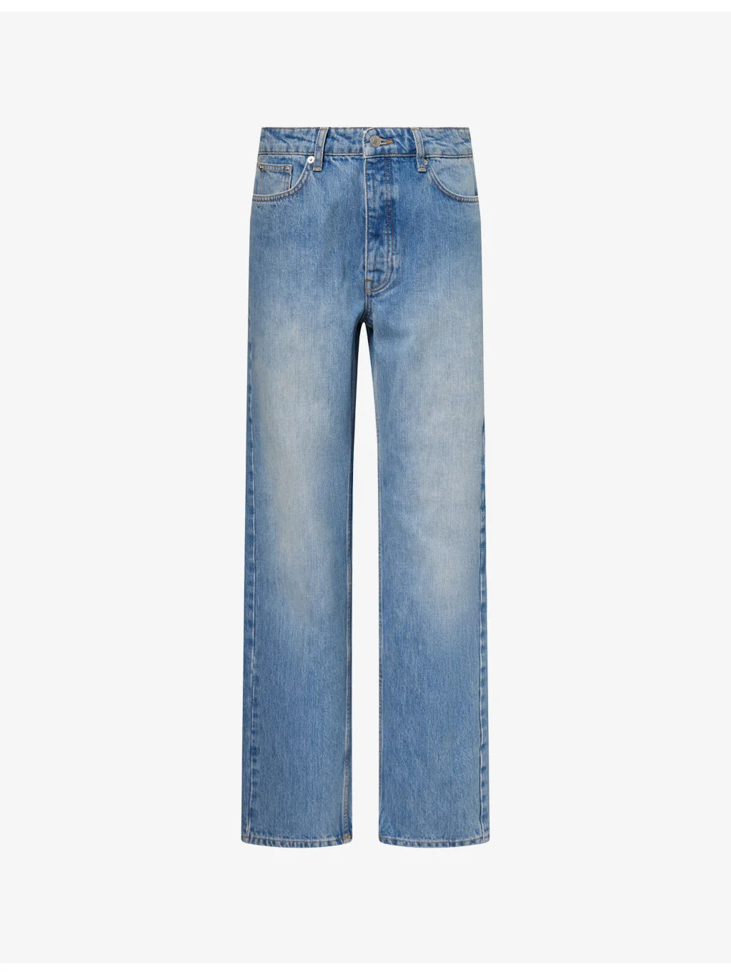 Mid-Wash Straight-Leg Denim Jeans - 1