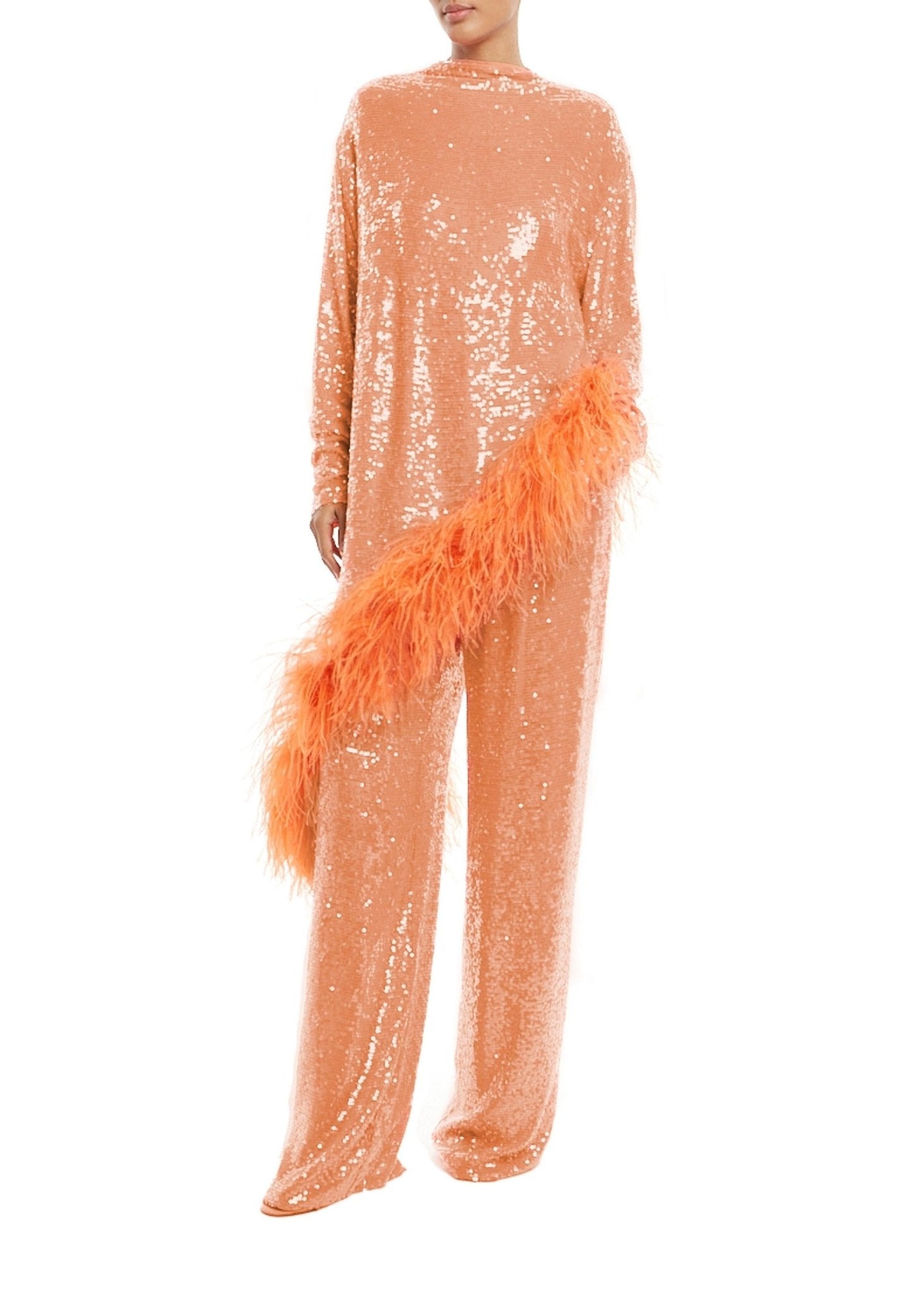 Sequin Asymmetric Feather Tunic - 3