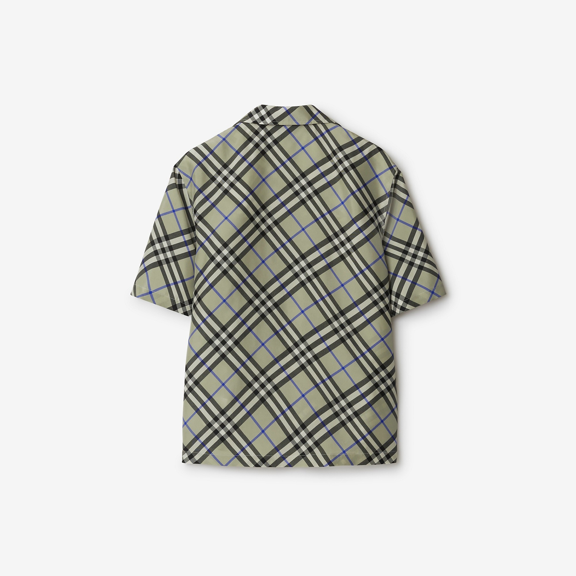 Oversized Check Silk Shirt - 5