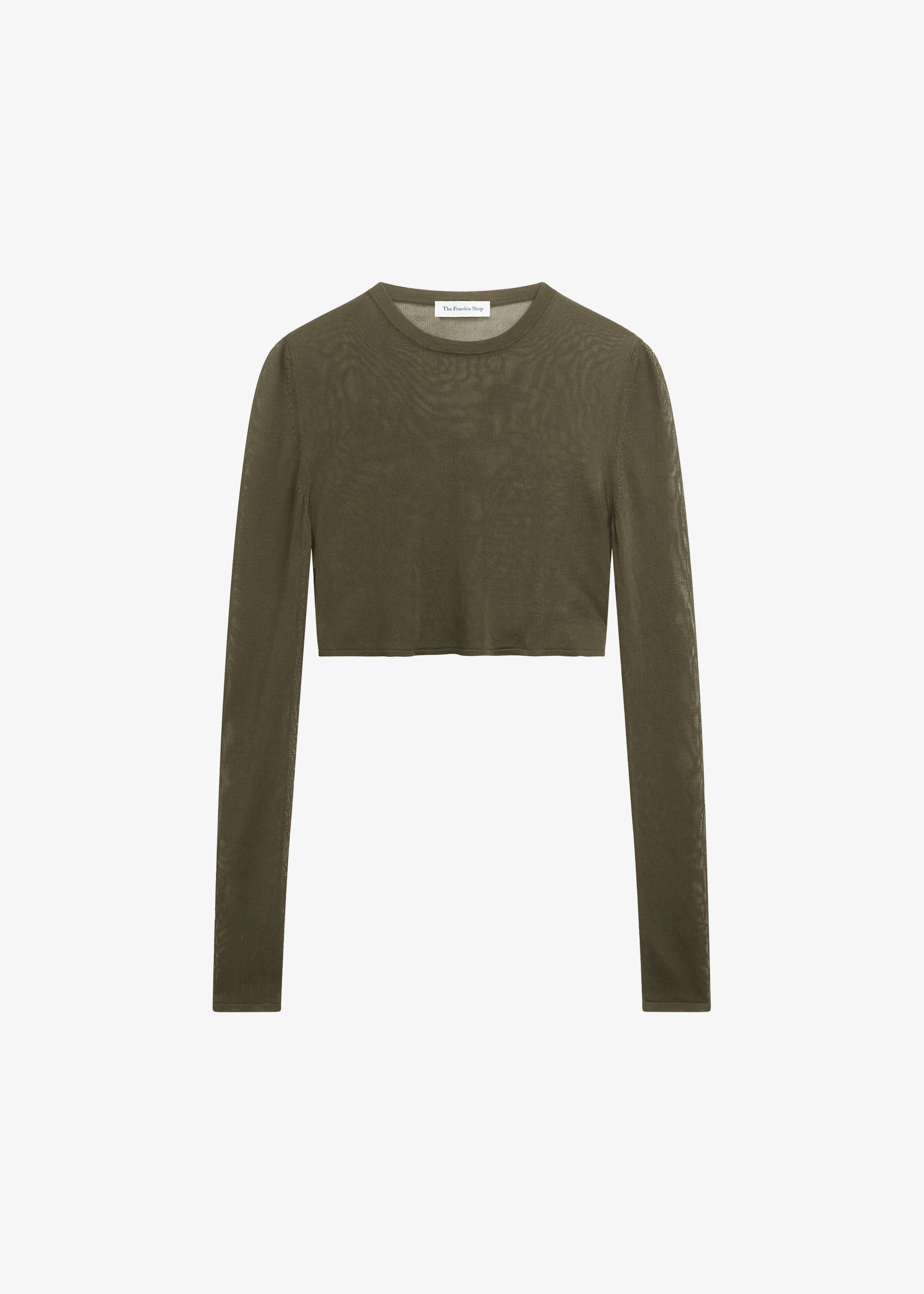 Kazel Cropped Thin Knit Top - Khaki - 1