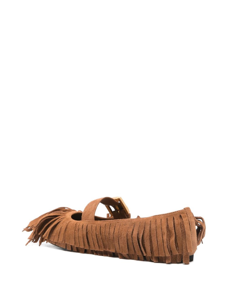 fringed buckle-fastening ballet flats 3