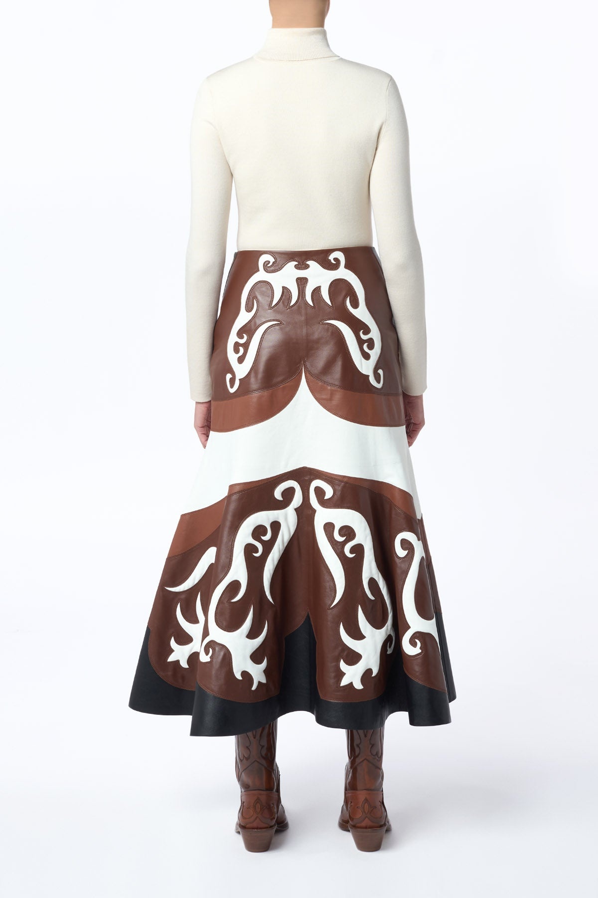 Morton Western Midi Skirt in Multi Nappa Leather - 4
