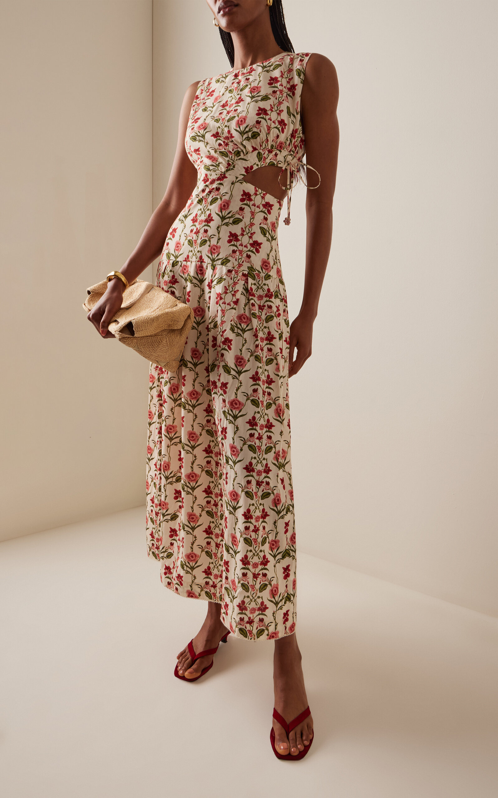 Exclusvie Otoño Cutout Floral Cotton Maxi Dress print - 3