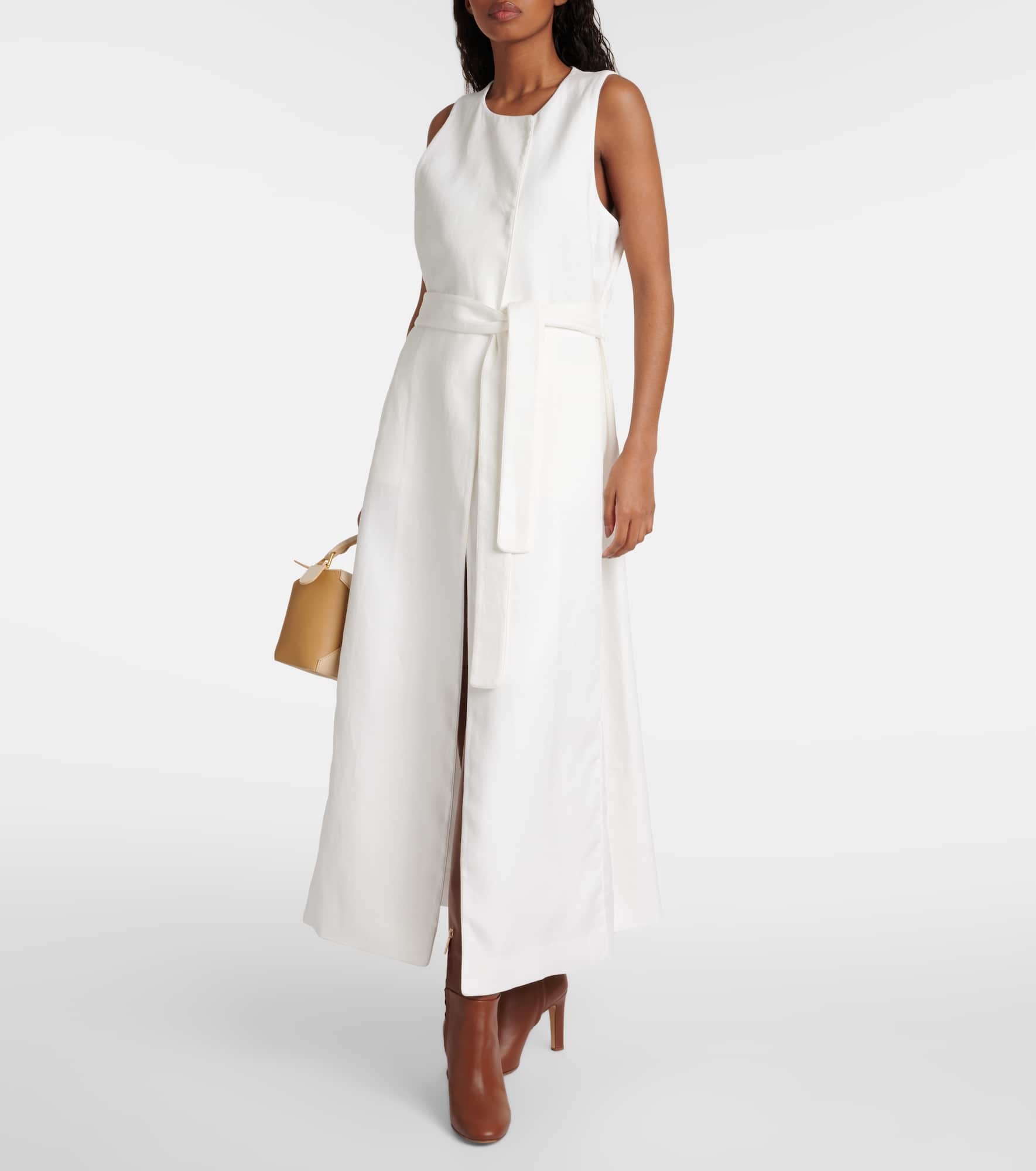Aureo linen twill midi wrap dress - 2
