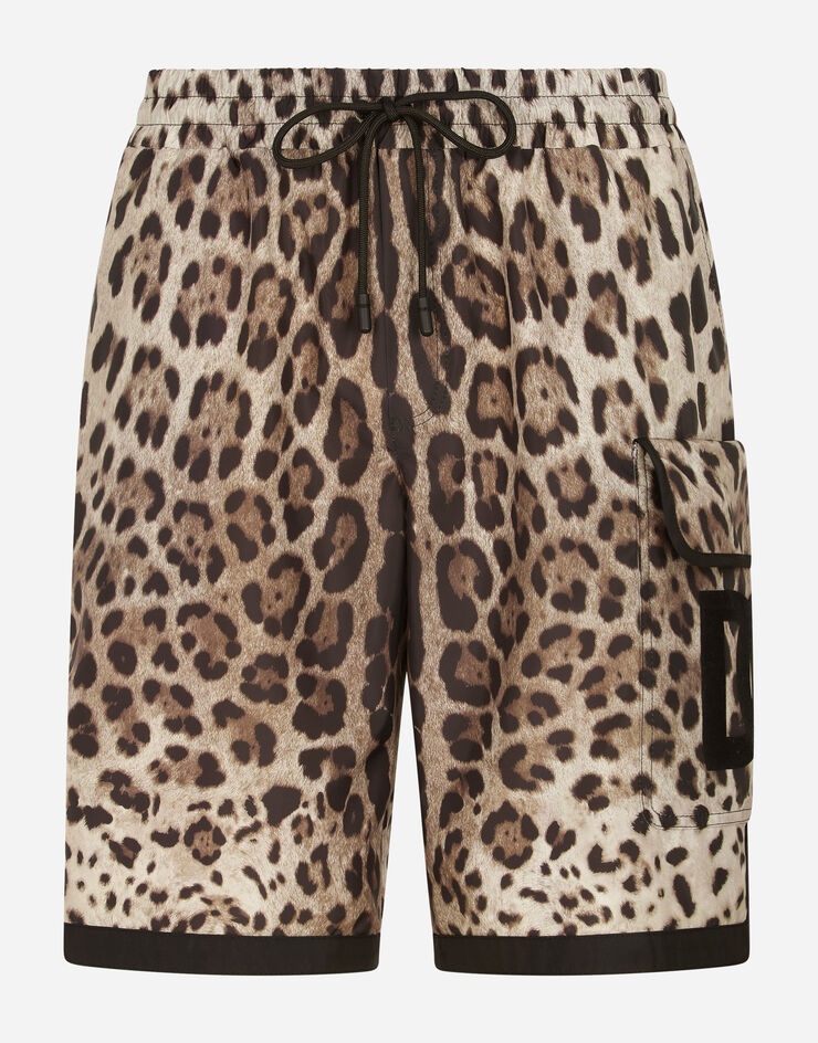 Leopard-print nylon shorts with DG patch - 4