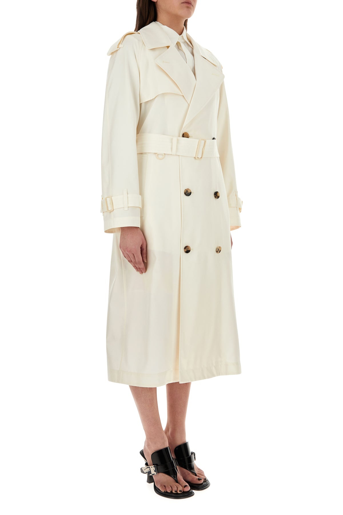 Ivory silk trench coat - 3
