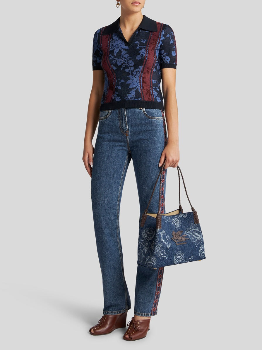 KNIT JACQUARD POLO SHIRT WITH FLORAL MOTIF - 4