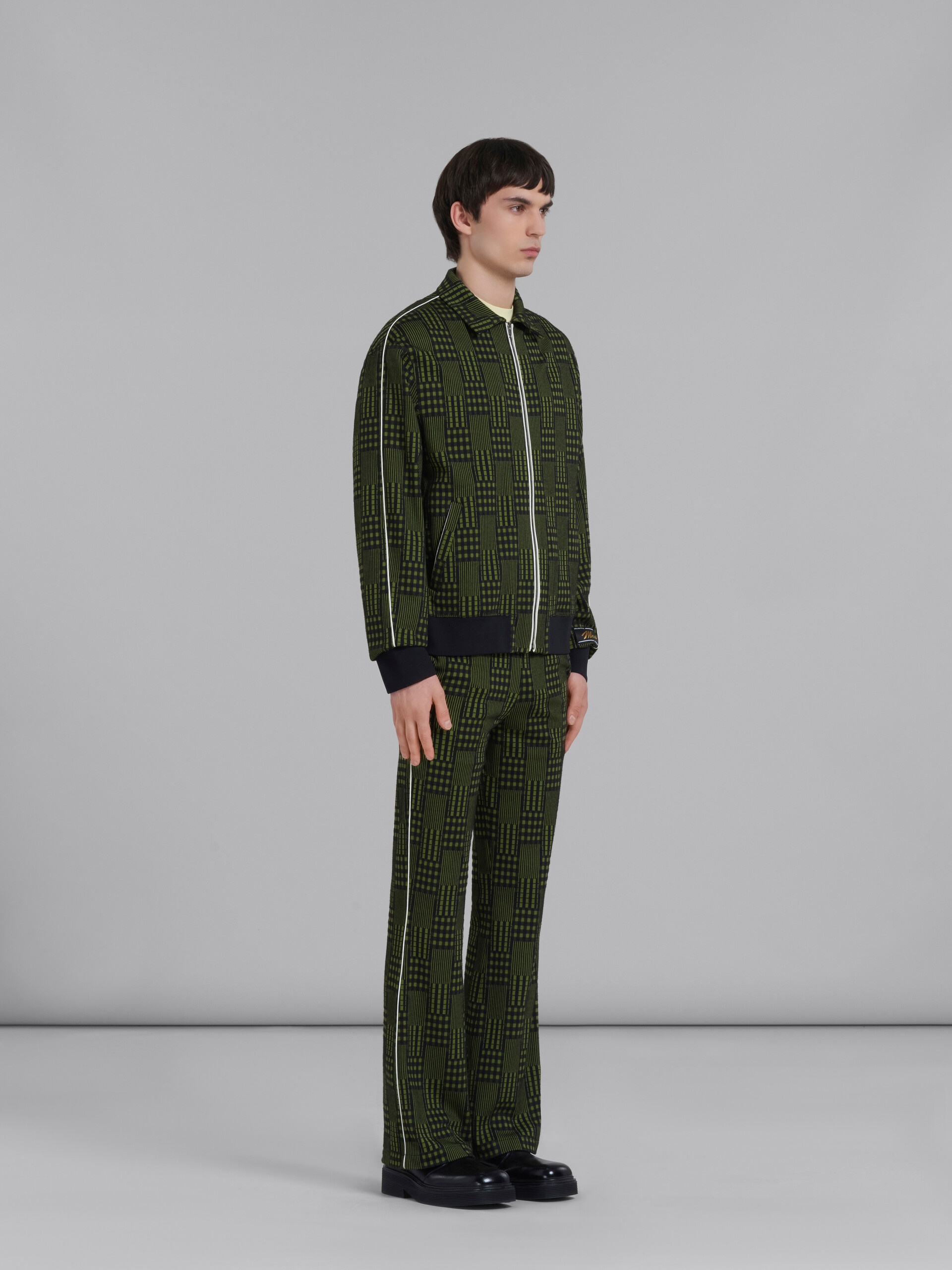 GREEN JERSEY JACKET WITH CHECKS AND STRIPES - 5