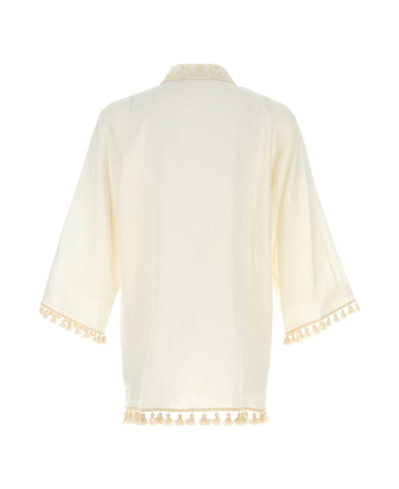Ivory Linen Polo Shirt - 2