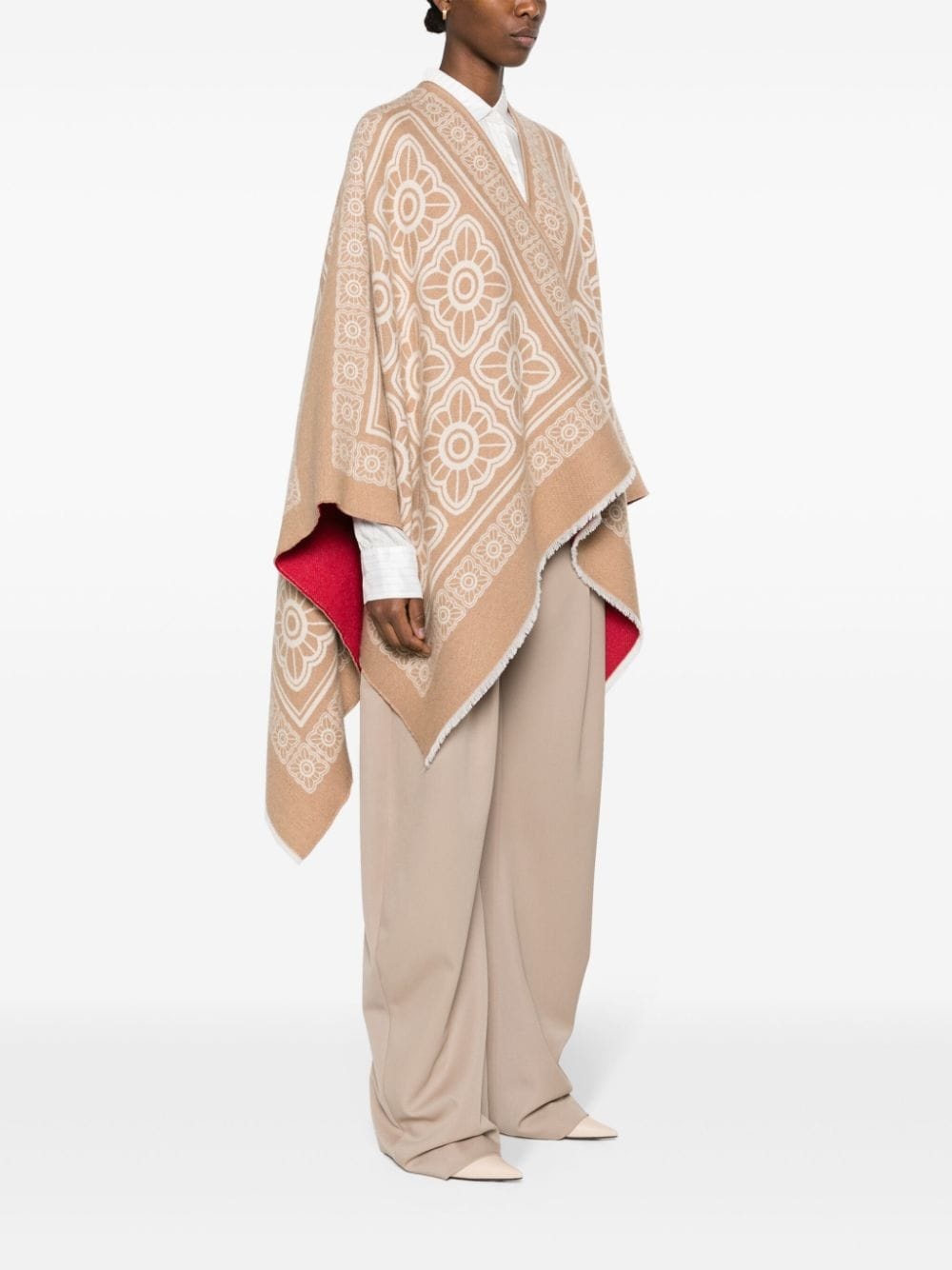 Tiles-print reversible poncho - 3