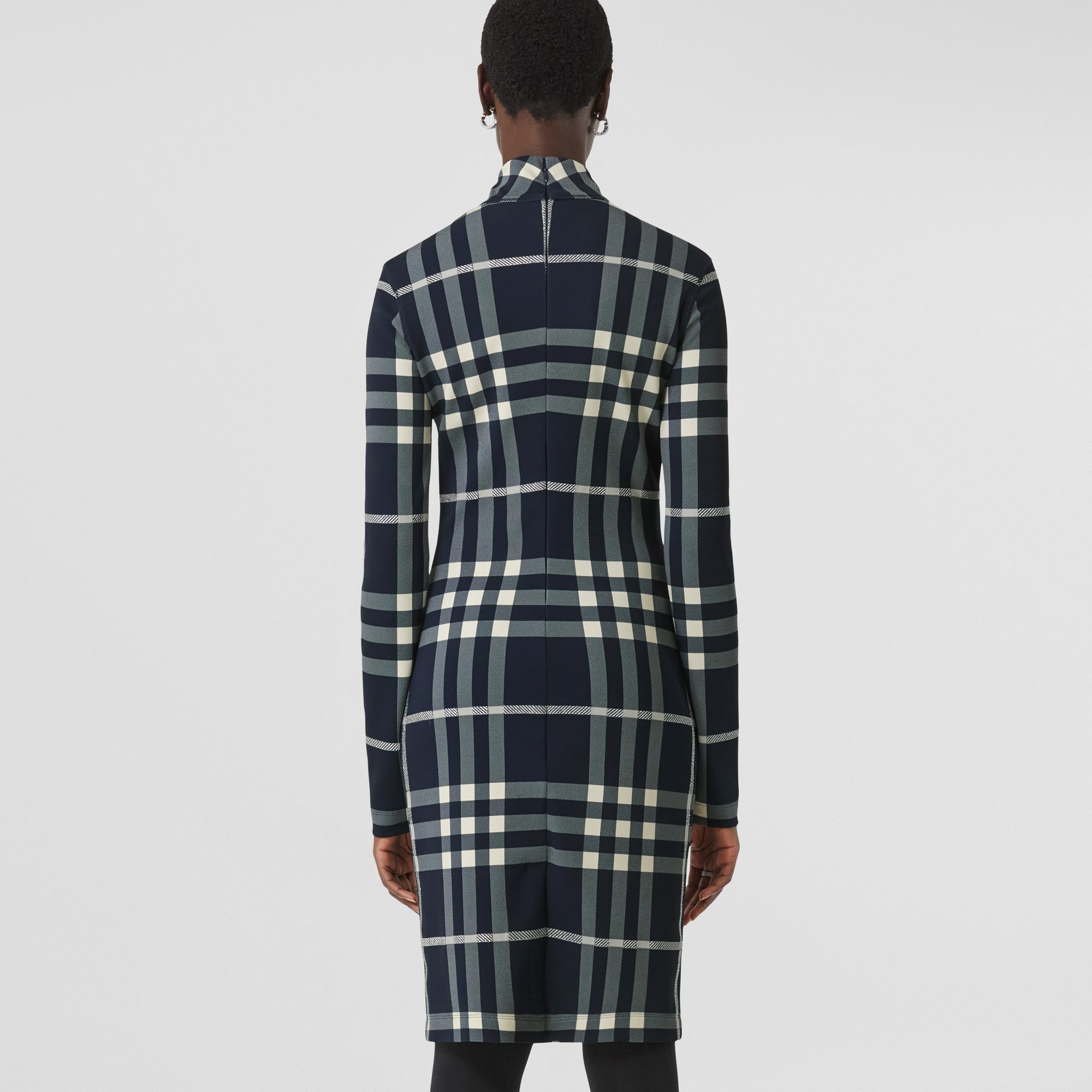 Night Check Stretch Jersey Funnel Neck Dress – Exclusive Capsule Collection - 3