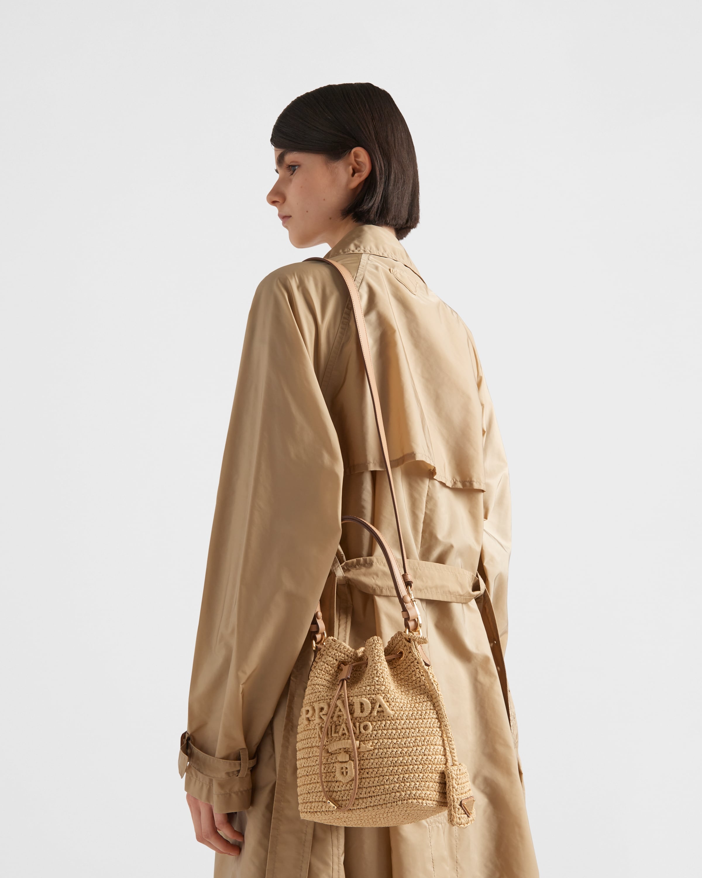 Prada Crochet and leather mini-bucket bag | REVERSIBLE