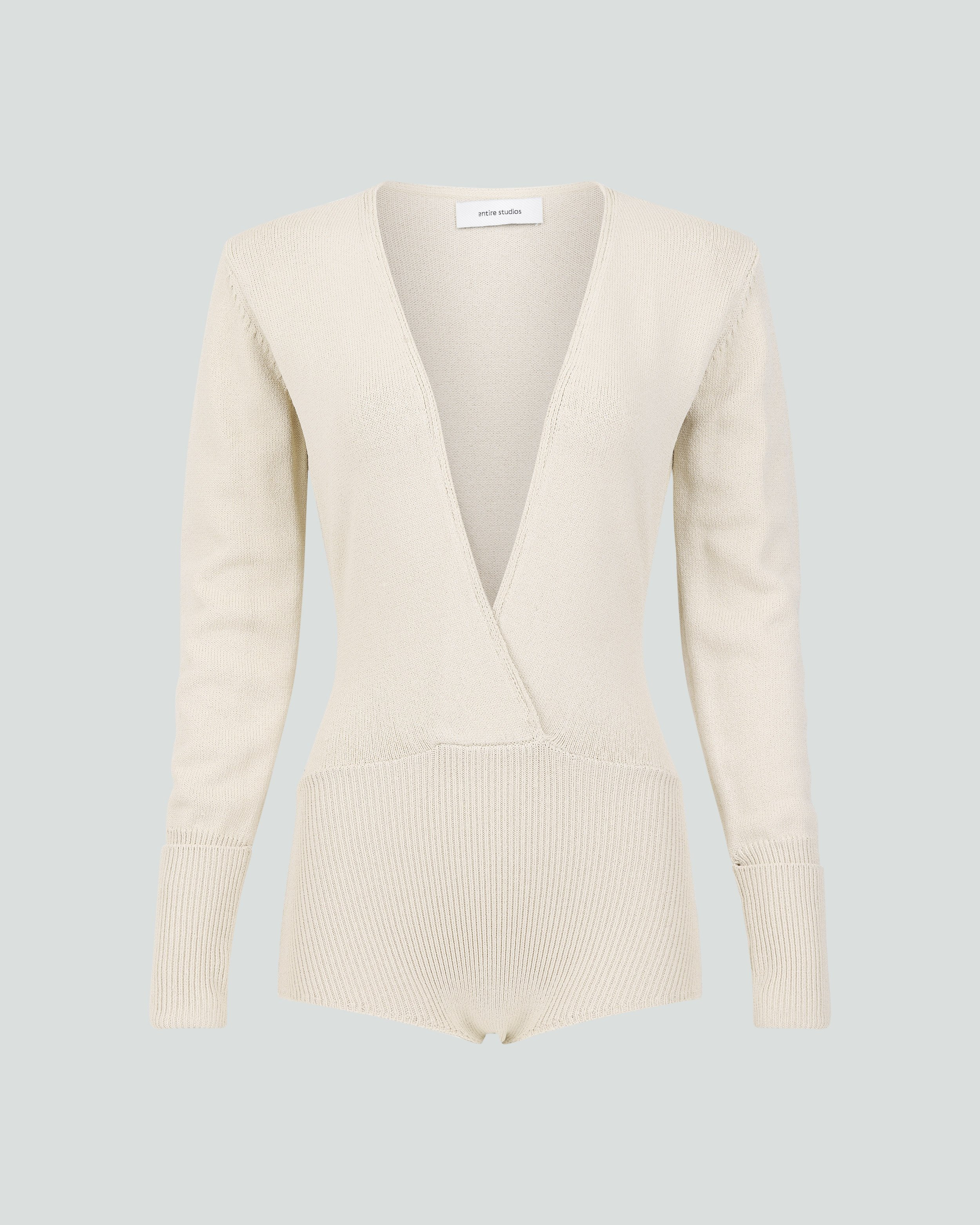 DEEP V KNIT BODYSUIT SAND - 1