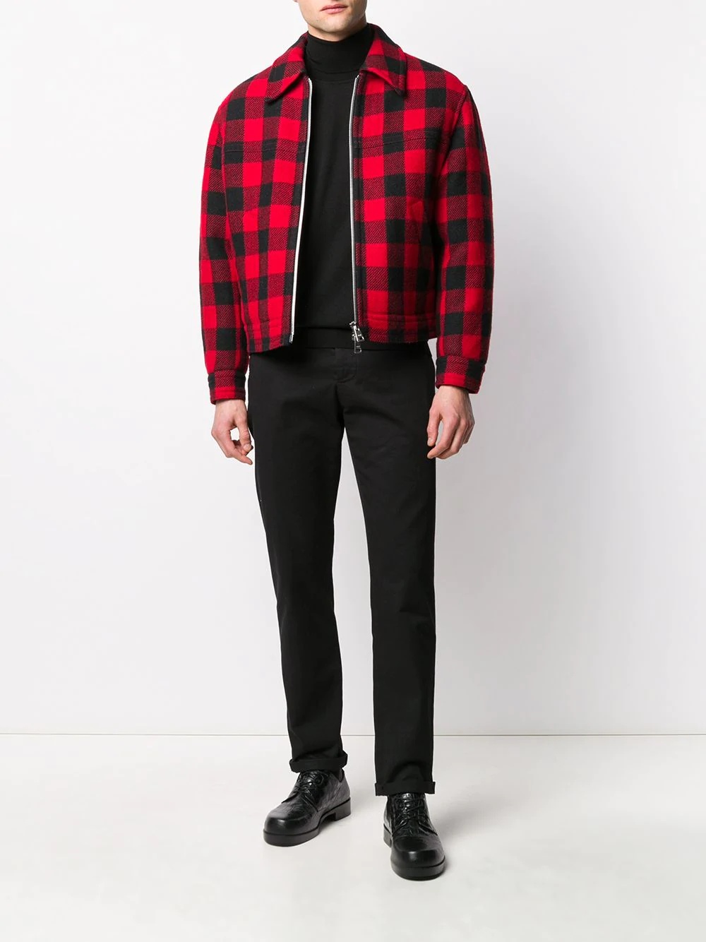 checked zip-through short jacket - 3