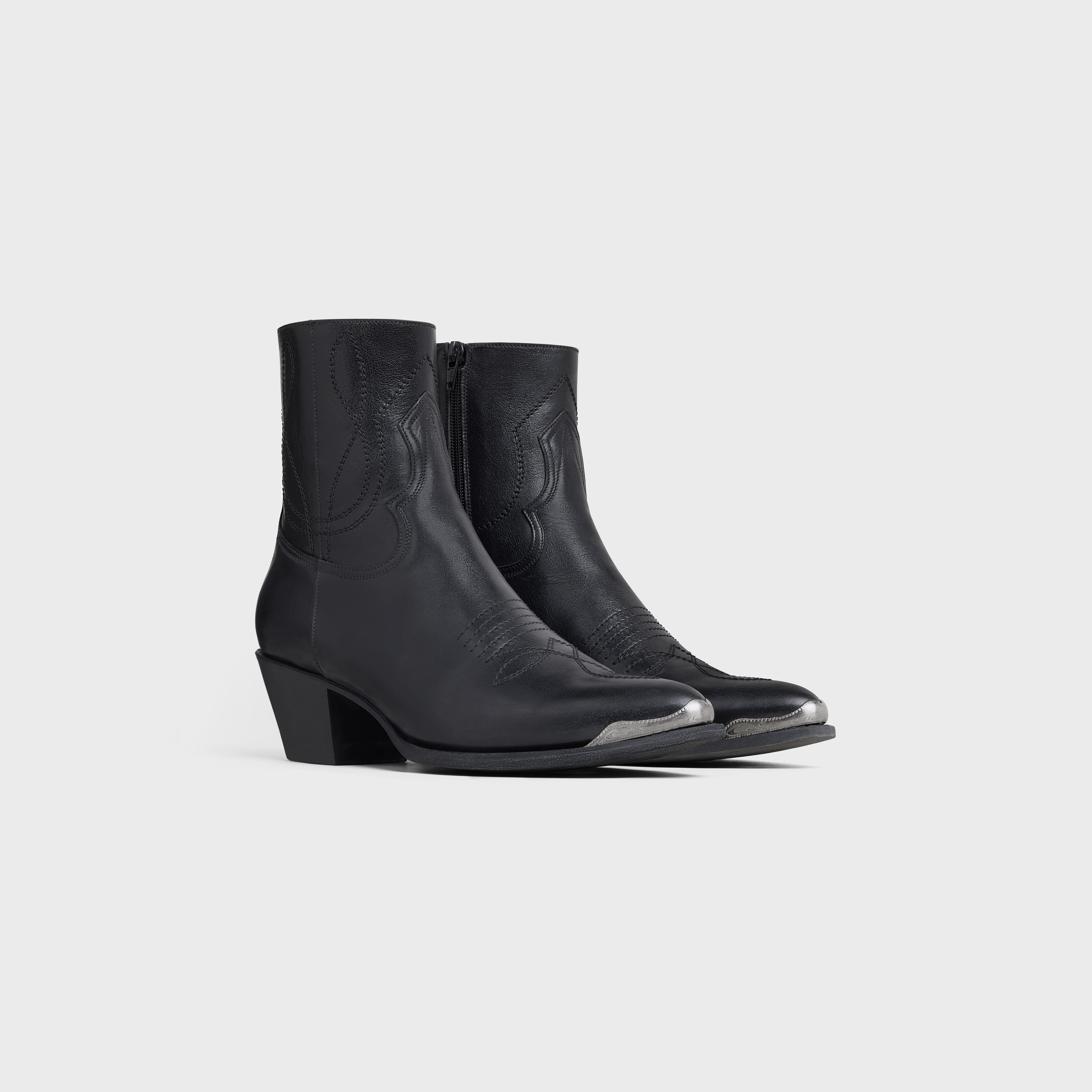 Western boots zipped boot with metal toe in Calfskin - 2