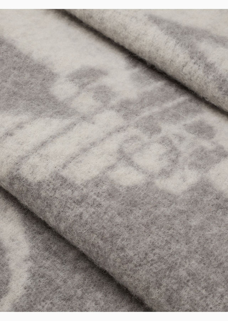 EMPORIO ARMANI Alpaca-blend wool scarf with oversized lettering outlook