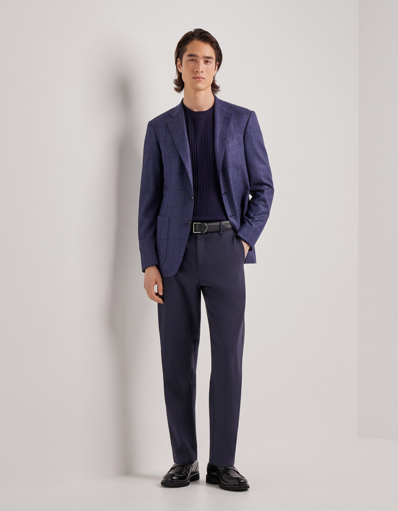 Canali BLUE MELANGE REGULAR FIT PANTS IN WASHABLE IMPECCABILE WOOL outlook