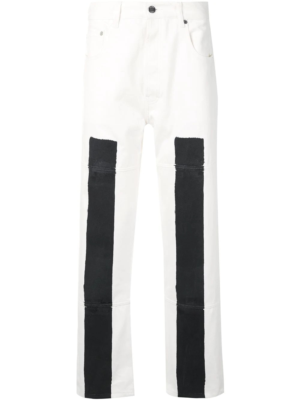 contrast panel straight-leg trousers - 1