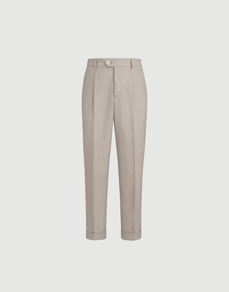 Virgin wool fresco trousers with pleat 1