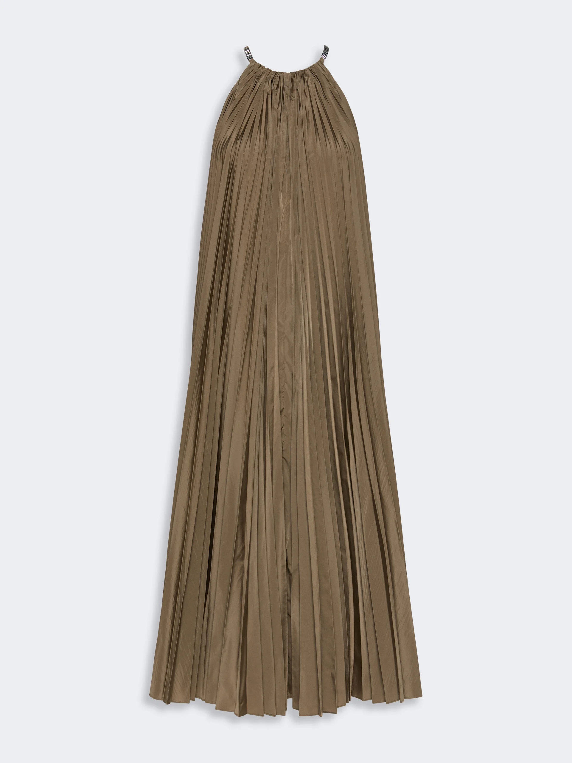 COSTONE Sleeveless plissé-pleated taffeta dress - MUD - 1