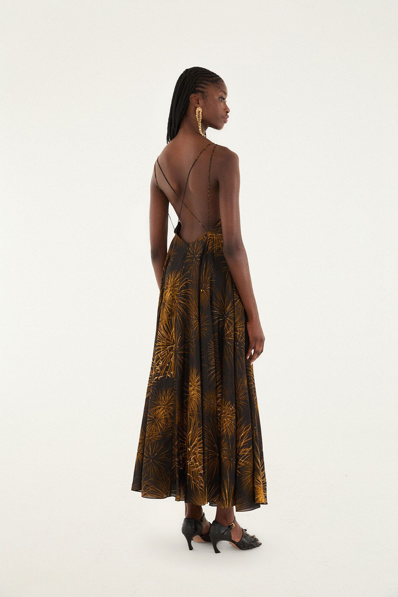 Black Fireworks Sleeveless Open Back Maxi Dress 5