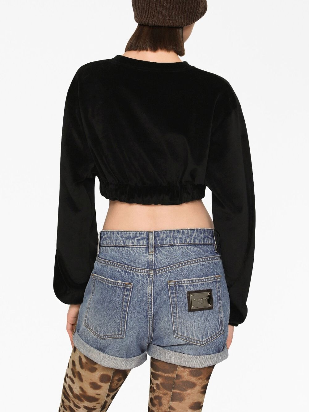 logo-embroidered cropped sweatshirt - 6