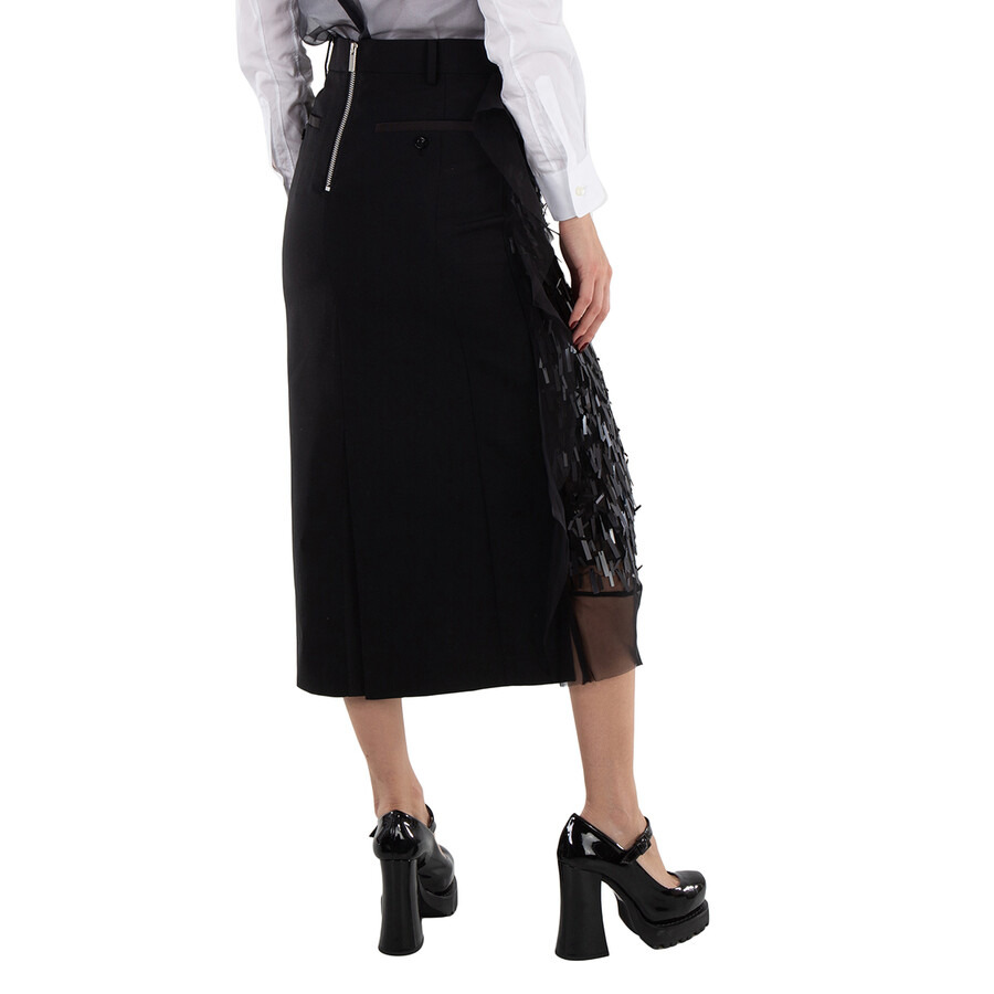 Sacai Ladies Black Spangle Embroidery Sequin Skirt, Brand Size 0 - 3