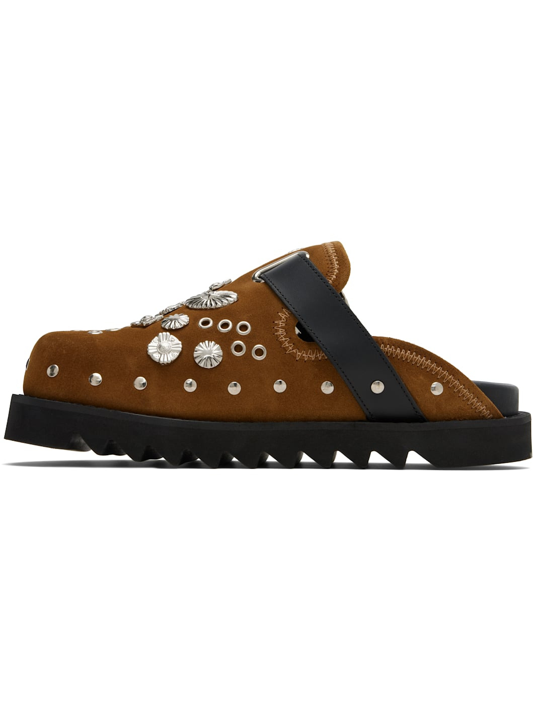 SSENSE Exclusive Khaki Eyelet Metal Sabot Loafers - 3