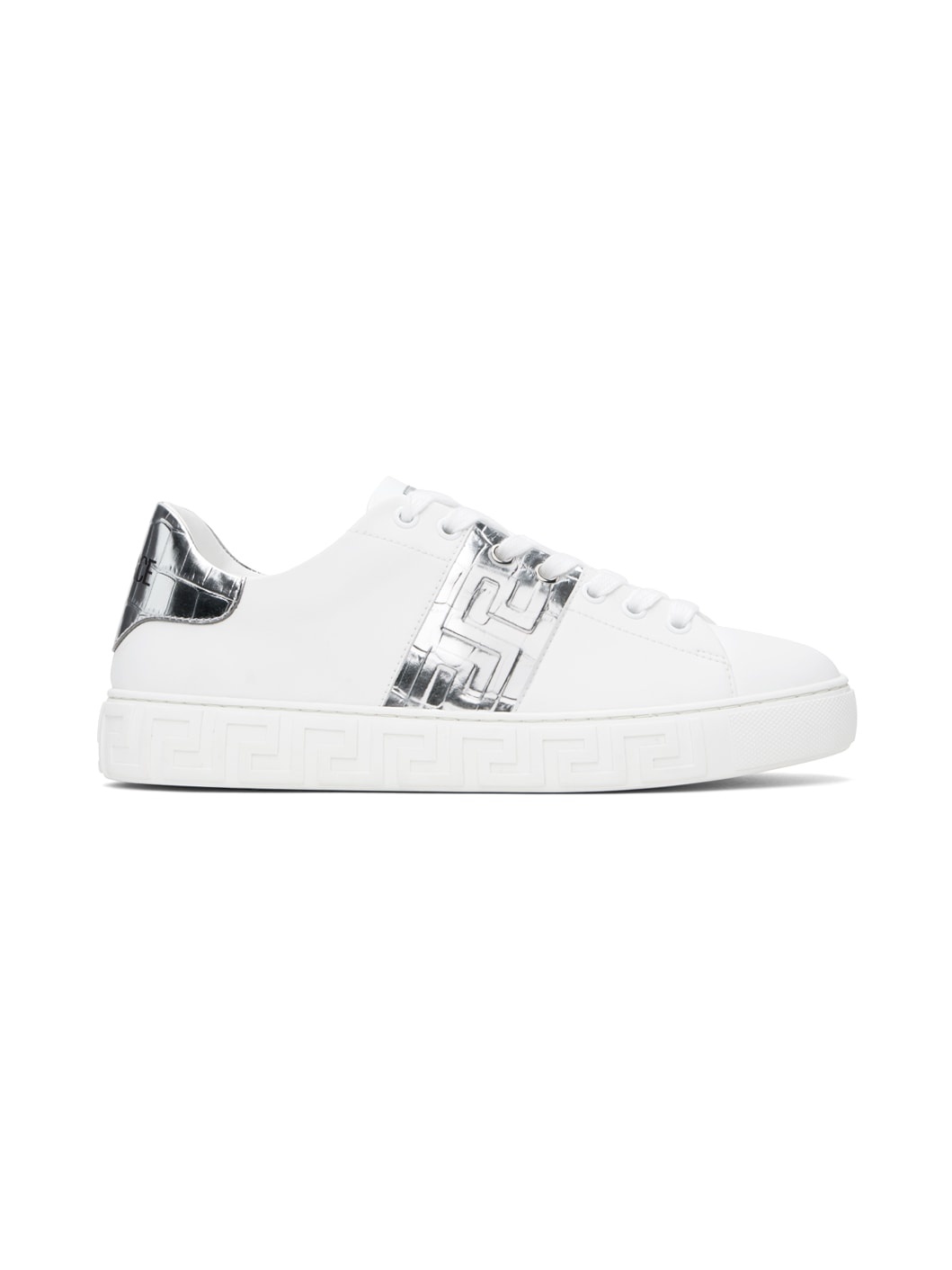 White & Silver Greca Sneakers - 1