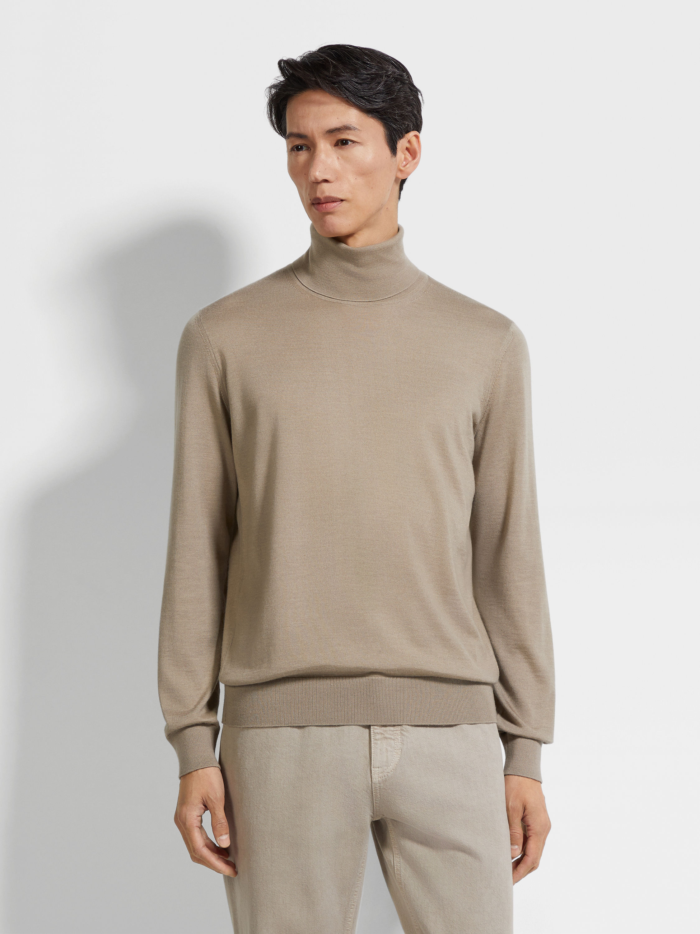LIGHT TAUPE MÉLANGE CASHSETA TURTLENECK - 4