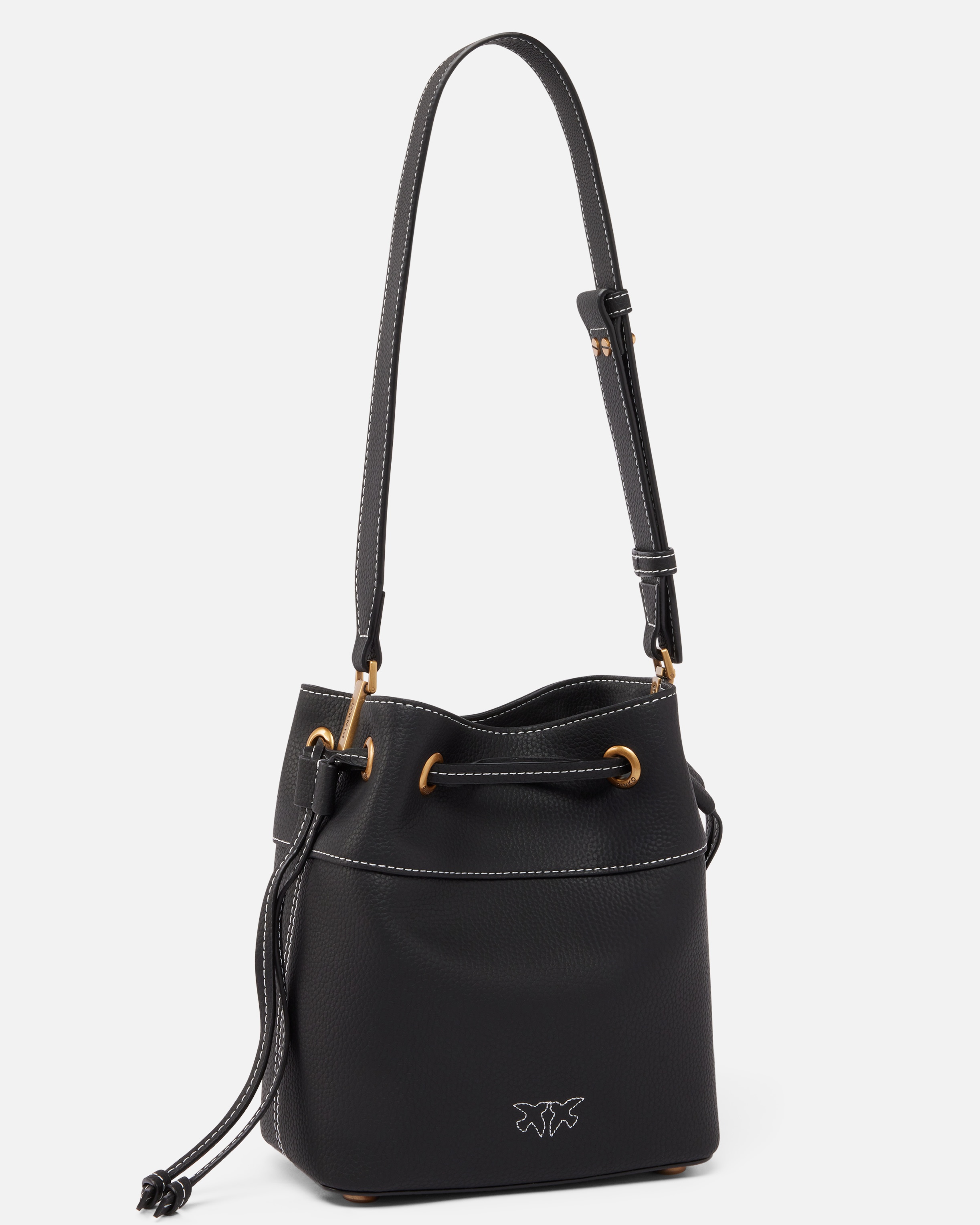 SMALL LEATHER BUCKET BAG WITH SHOULDER STRAP - 2