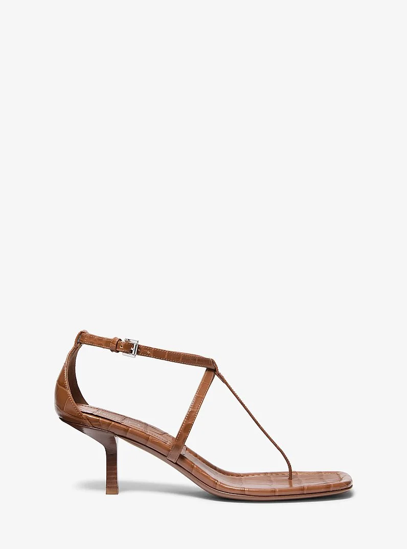Anna Crocodile Embossed Leather Sandal - 1