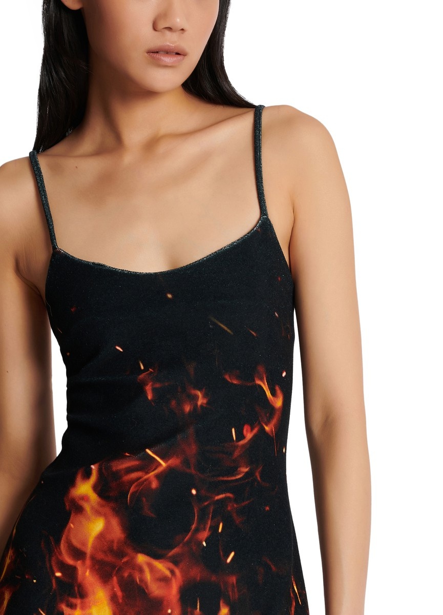 Short Fire printed velvet jersey dress - 5
