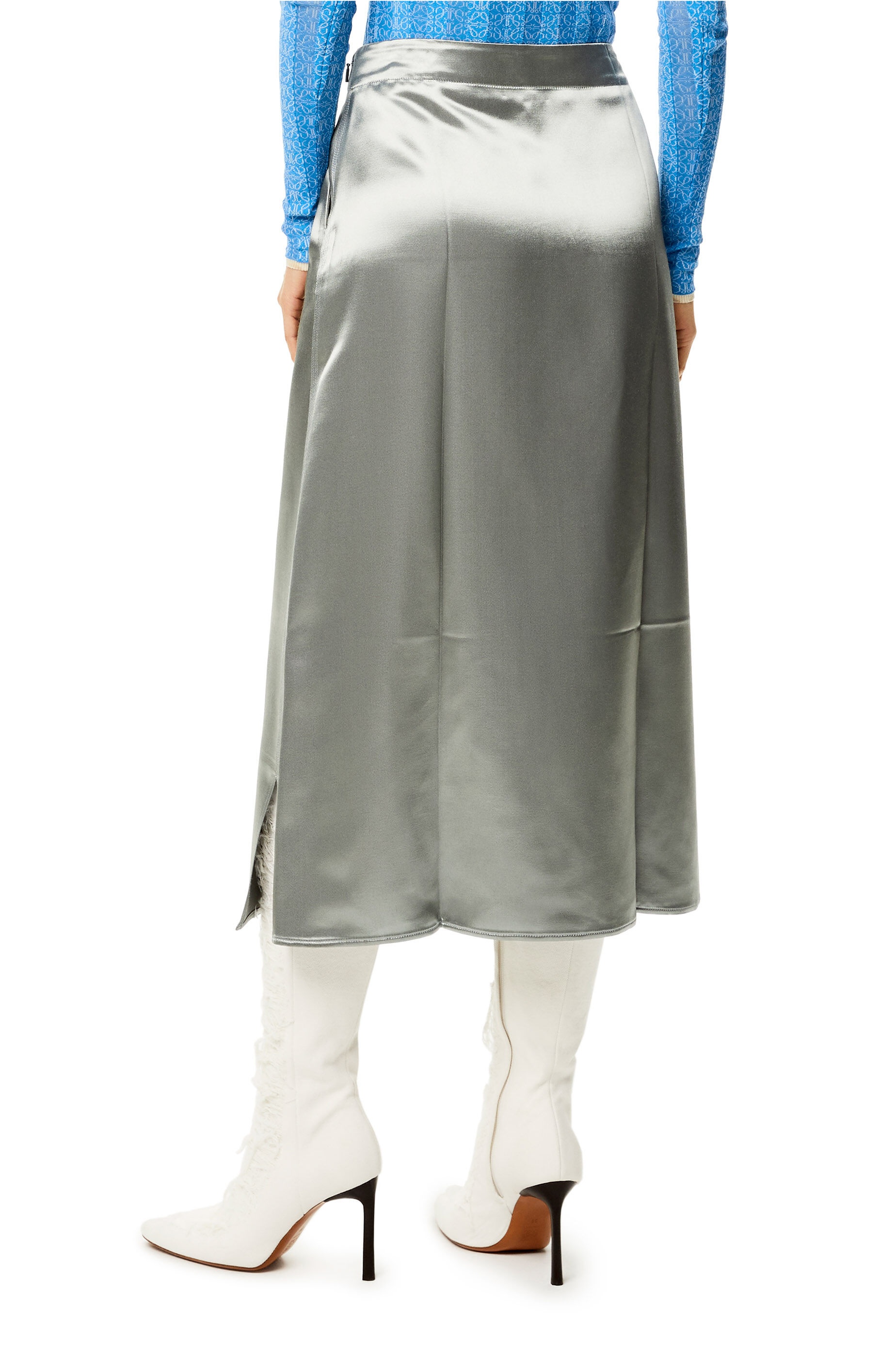 Slip midi skirt in satin - 4