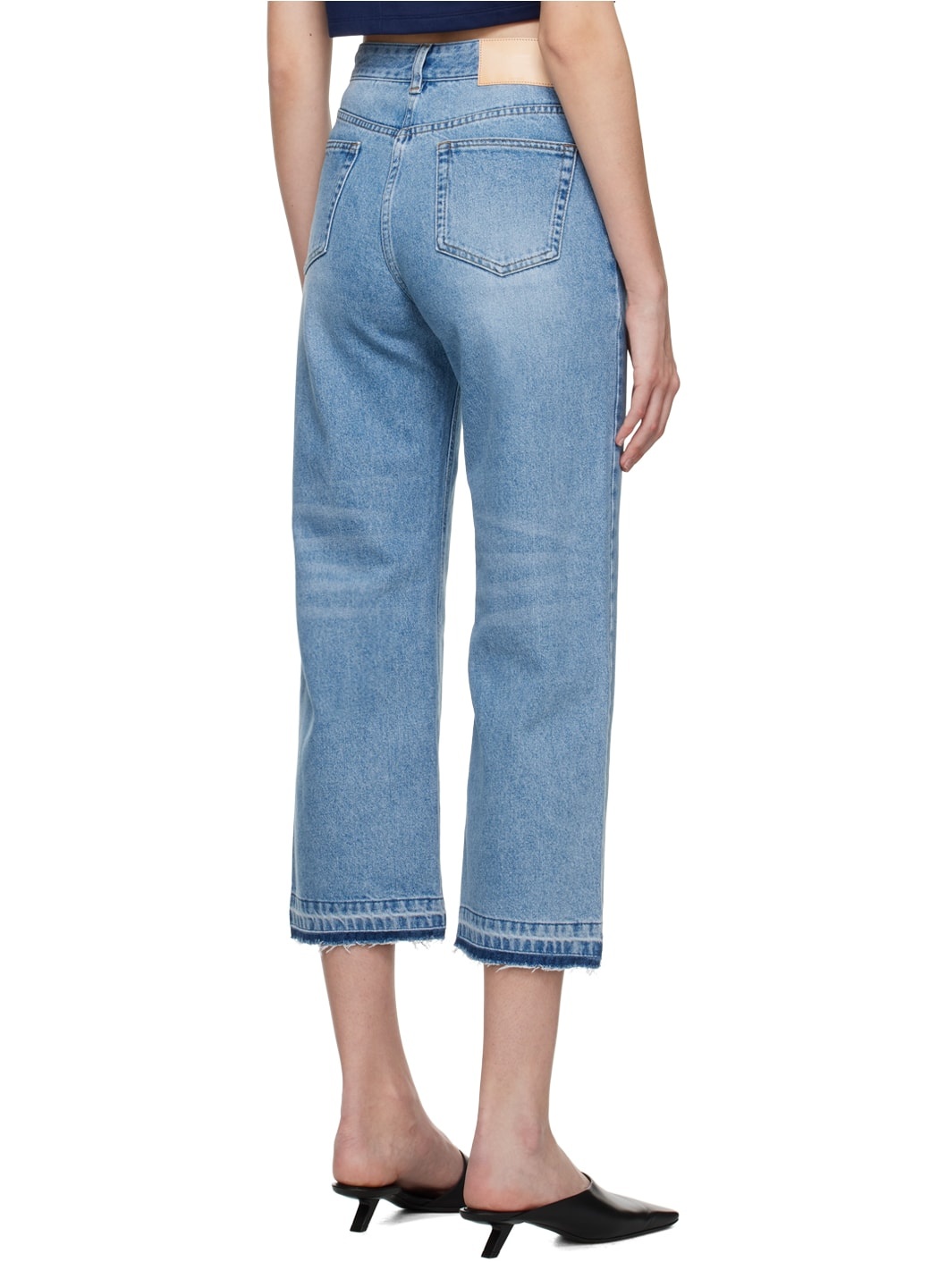 Blue Raw Edge Jeans - 3