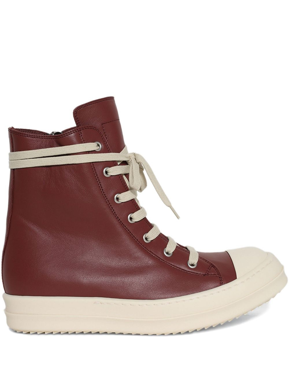 lace-up high-top leather sneakers - 1