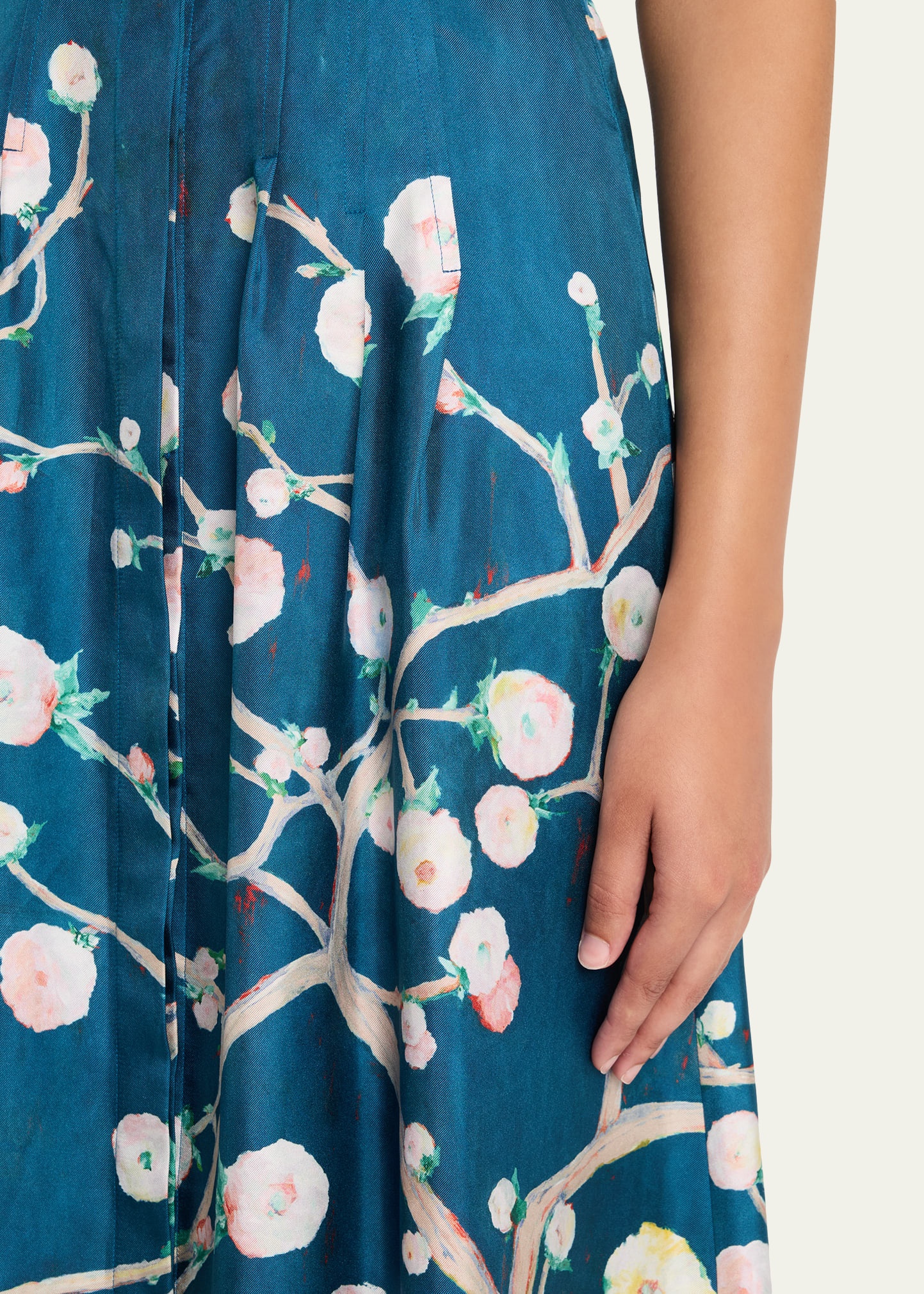Maude Floral Pleated Midi Shirtdress With Belt - 5