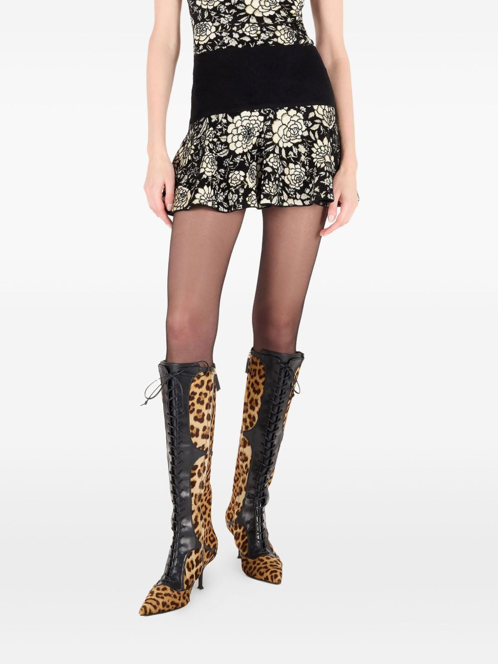 jacquard floral mini skirt - 3