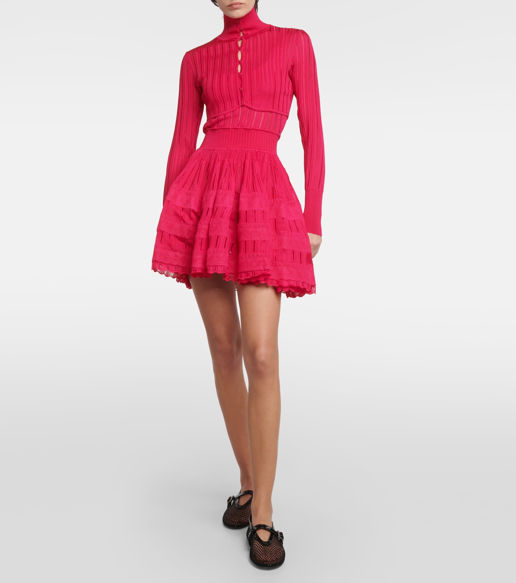 Crinoline cropped mockneck cardigan - 2