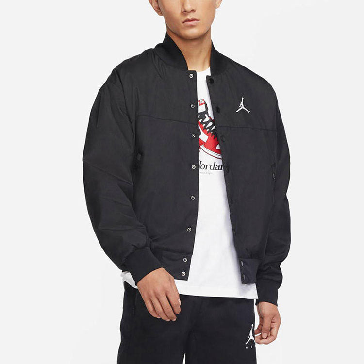 Men's Air Jordan Logo Baseball Collar Jacket Autumn Black DJ0878-010 - 4