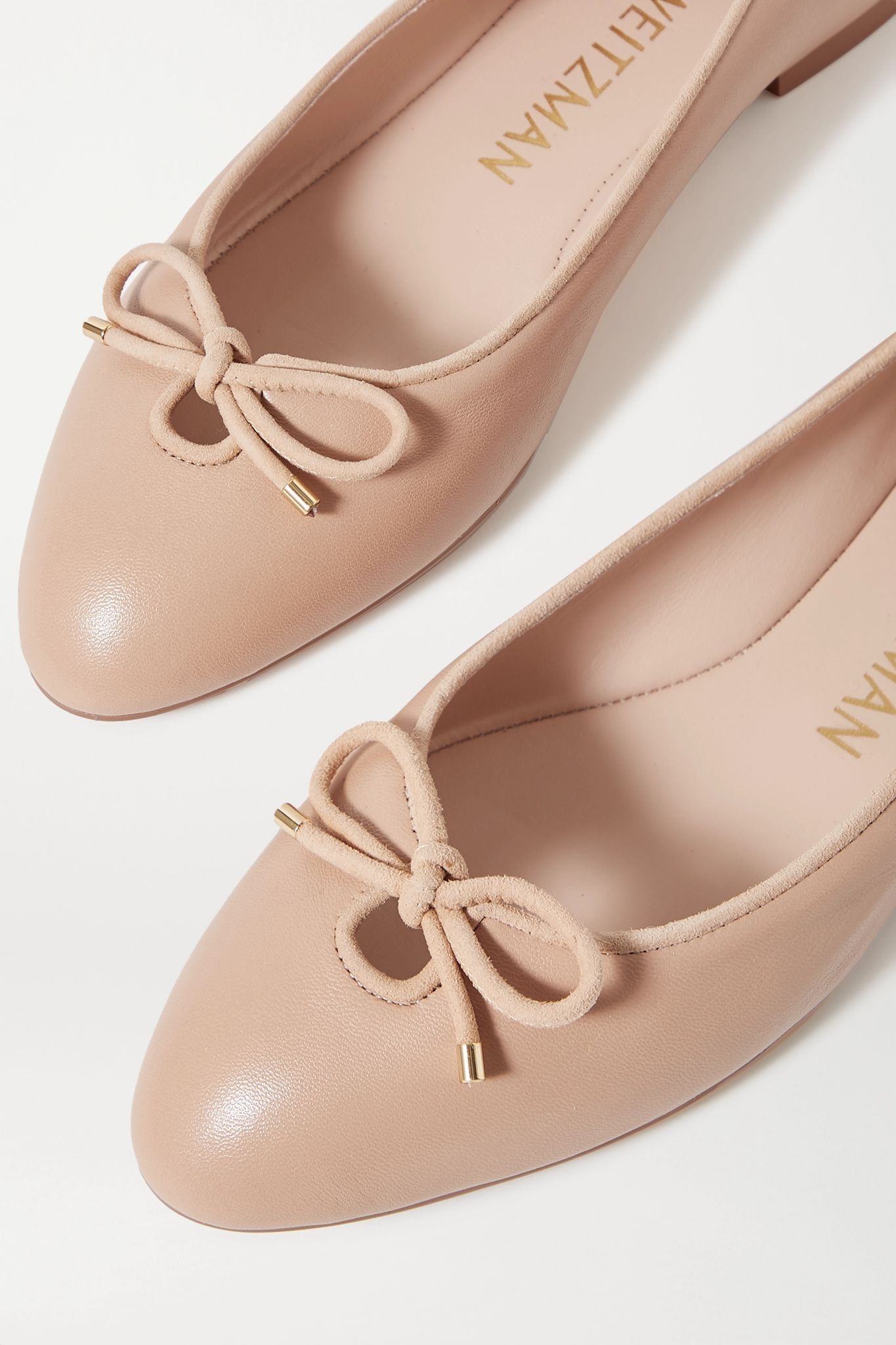 Gabby bow-embellished suede-trimmed leather ballet flats - 5