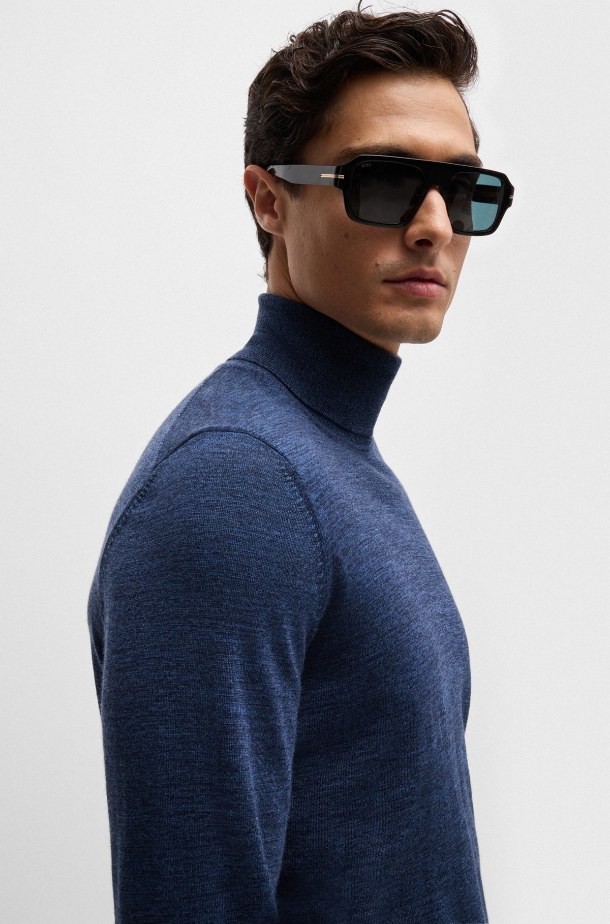 SLIM-FIT ROLL-NECK SWEATER IN MERCERIZED VIRGIN WOOL - 3