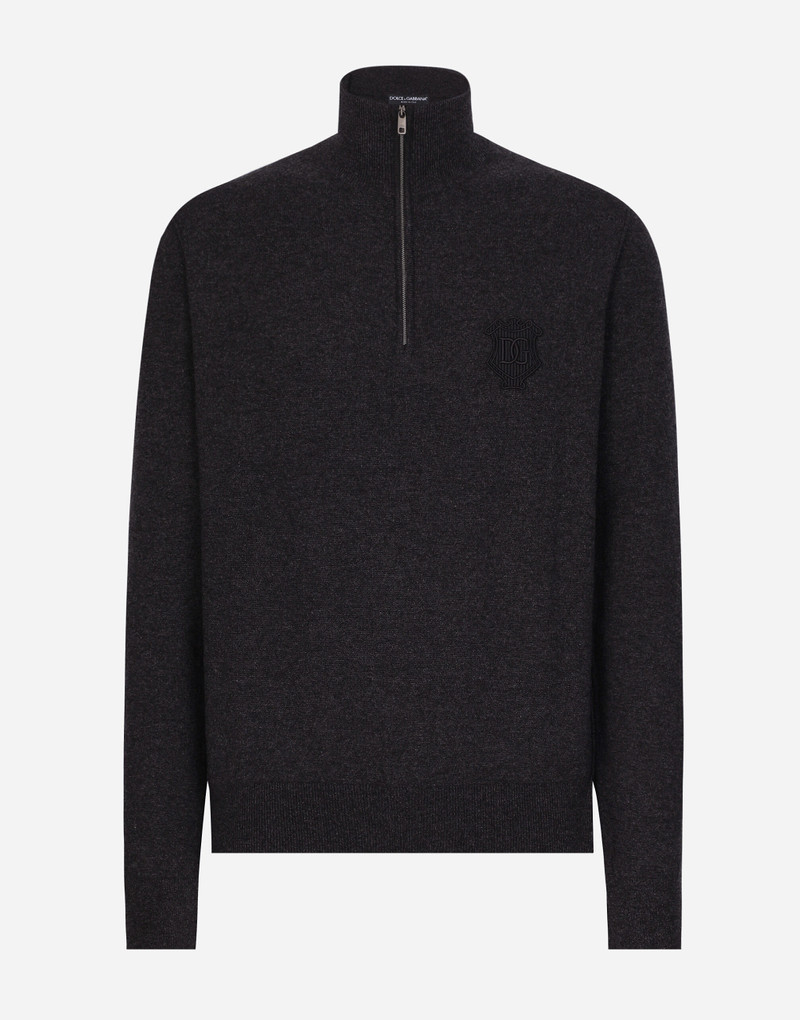 Zip-up cashmere turtle-neck sweater 1